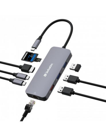 Verbatim CMH-09 USB tip-C 10000 Mbit s Argint