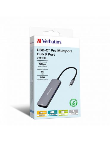Verbatim CMH-08 USB tip-C 5000 Mbit s Argint - Tik.ro