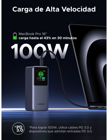 Ugreen 20000mAh 130W Fast Charging Powerbank Litiu Gri
