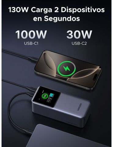 Ugreen 20000mAh 130W Fast Charging Powerbank Litiu Gri