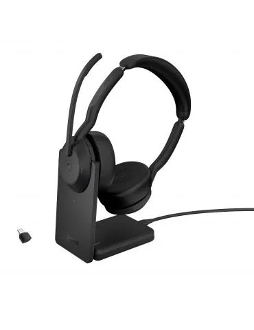 Jabra Evolve2 55 Căști Prin cablu & Wireless Bandă de fixare pe cap Birou Call center Bluetooth Stand de încărcare Negru - Tik.ro
