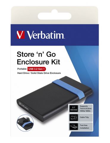 Verbatim Store'N'Go Enclosure Kit Cutie protecție HDD SSD Negru, Albastru 2.5"