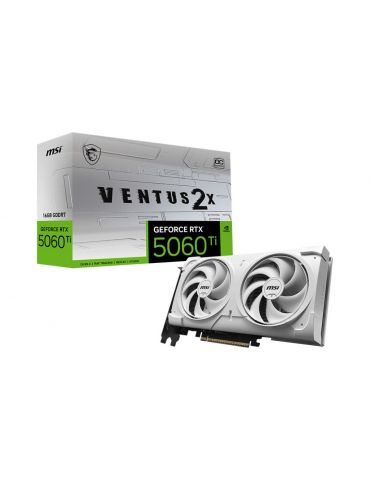 MSI VENTUS GEFORCE RTX 5060 TI 16G 2X OC WHITE PLUS plăci video NVIDIA 16 Giga Bites GDDR7 - Tik.ro
