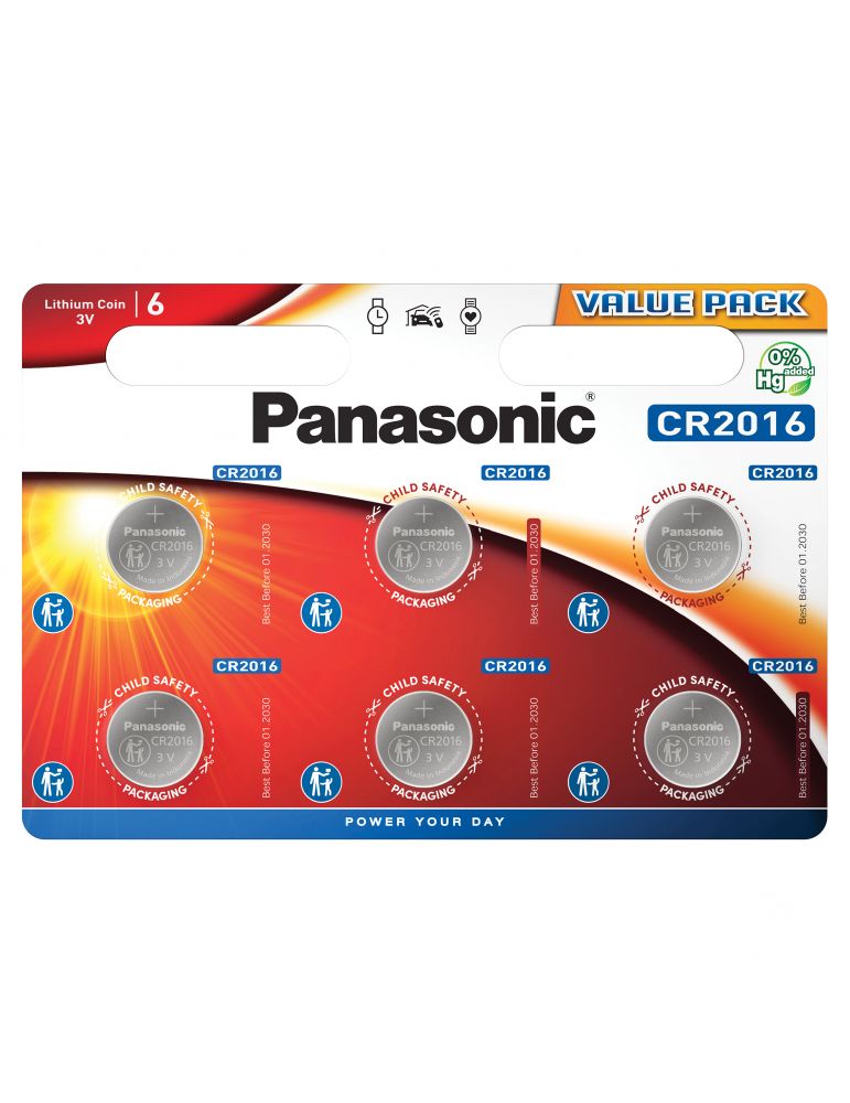 Baterie Litiu 3V CR2016 90mAh, Dimensiuni 20 x 1.6 mm Panasonic Blister 6