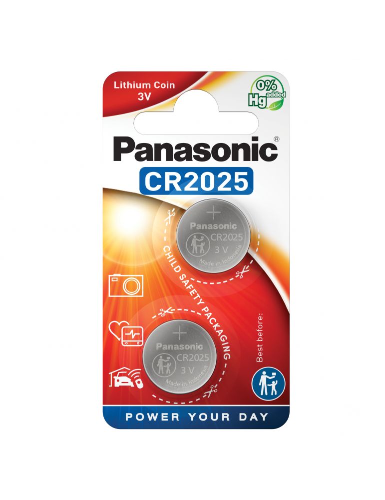 Baterie Litiu 3V CR2025 125mAh, Dimensiuni 20 x 2.5 mm Panasonic Blister 2