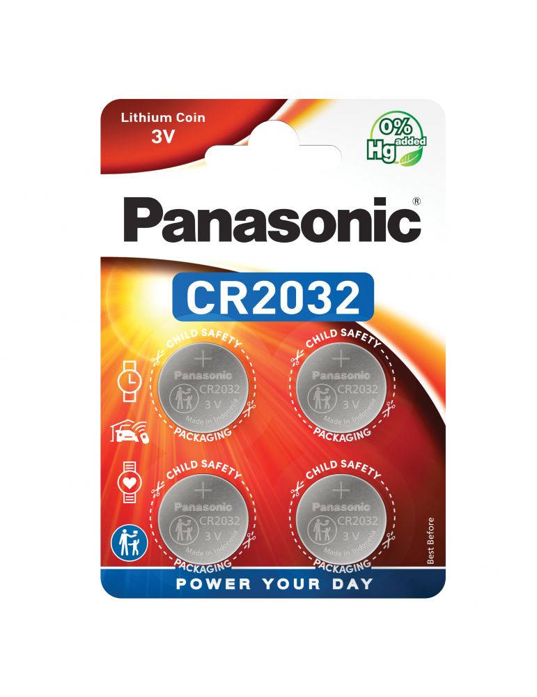 Baterie Litiu 3V CR2032 220mAh, Dimensiuni 20 x 3.2 mm Panasonic Blister 4
