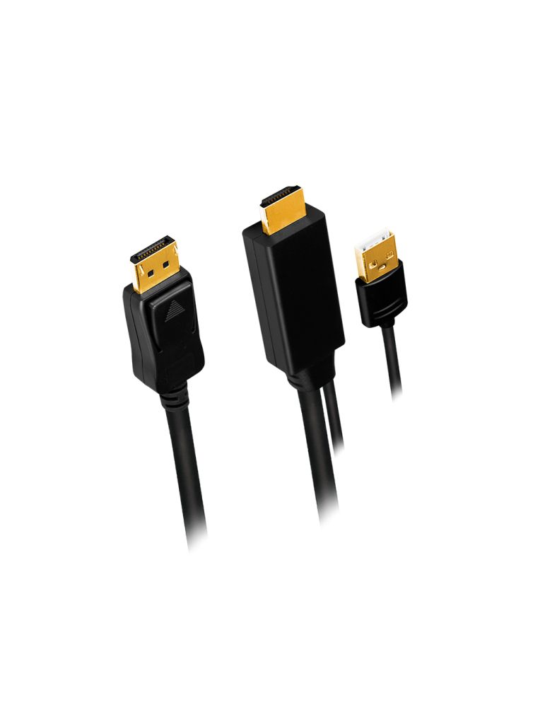 LogiLink CH0090 - DP 1.2 auf HDMI A Stecker+ USB-A, 4K@30 Hz, 1 m - Digital/Daten - Digital/Display/Video