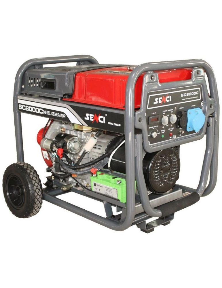 Senci RS Generator de curent SENCI SC8000DE Diesel max. 7,0 kW 230V, dem.electr, rez.18L, roti si manere incl., SC8000C, Produs folosi