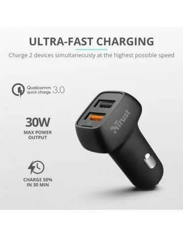 Incarcator rapid pentru masina trust qmax 30w ultra-fast dual usb Trust - 1