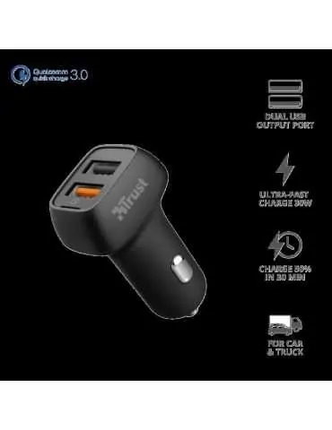 Incarcator rapid pentru masina trust qmax 30w ultra-fast dual usb Trust - 1