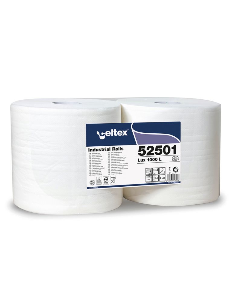 Lavete industriale, Celtex, 52501, 2 straturi, alb, 2 role/set