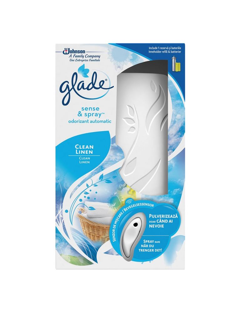 Dispenser odorizare automat, Glade, Sense&Spray, Clean Linen