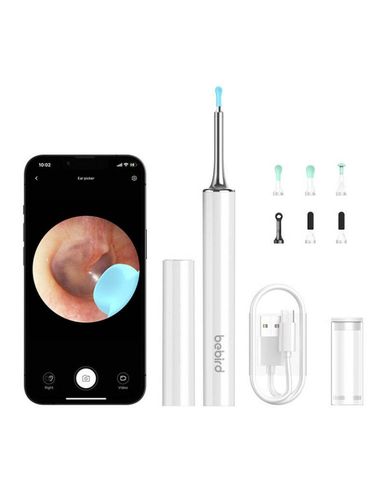 Ear Wax Removal Kits Dispozitiv de curățare a urechilor cu cameră Bebird T15 (alb)