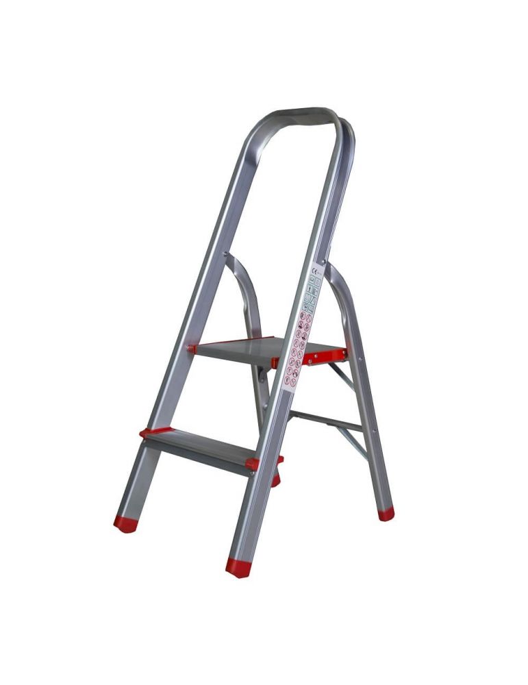 Ladders RS Scara aluminiu BISONTE STR0102 2 trepte, inaltime maxima 92 cm pentru interior