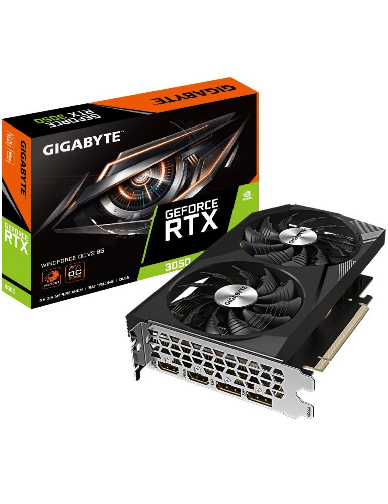I/O Cards & Adapters GIGABYTE GeForce RTX 3050 WINDFORCE OC V2 8G NVIDIA 8 Giga Bites GDDR6