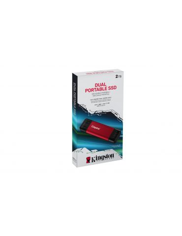 Kingston Technology Dual Portable 2 TB USB Type-A   USB Type-C 3.2 Gen 2 (3.1 Gen 2) Negru, Roşu