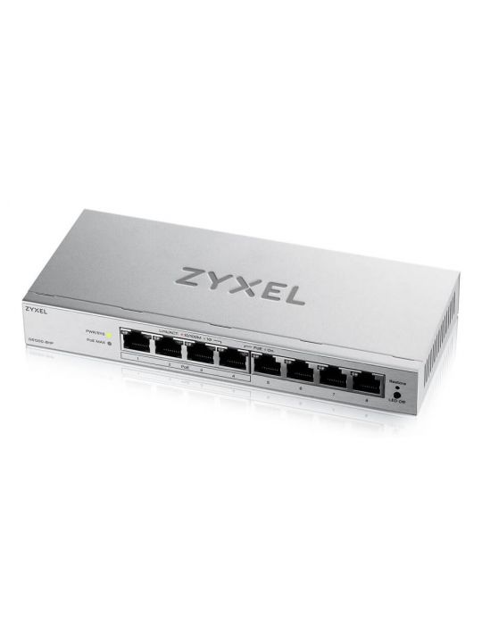 Zyxel GS1200-8HPV3 Gestionate L2 Gigabit Ethernet (10 100 1000) Power over Ethernet (PoE) Suport Spaţiul de lucru Gri