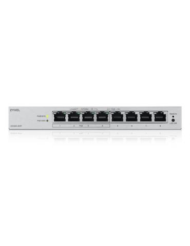 Zyxel GS1200-8HPV3 Gestionate L2 Gigabit Ethernet (10 100 1000) Power over Ethernet (PoE) Suport Spaţiul de lucru Gri
