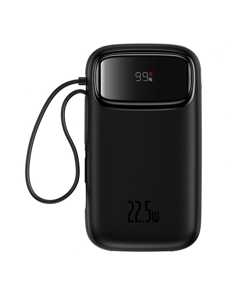 Baseus POWER BANK Baseus EnerFill FC31, 20000mAh, 22.5W, display, 1 x USB, cablu integrat USB Type-C si Iphone Lightning, negru, "P1008