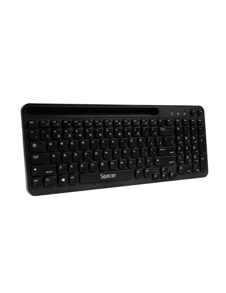 Input Devices TASTATURA wireless SPACER, 102 taste, low profile keycap, suport telefon, 1 baterie AAA inclusa, neagra, "SPKB-WS-04" (timbru ve