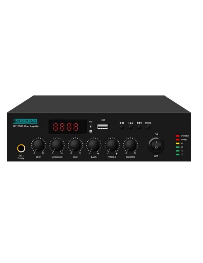 Dsppa Amplificator cu mixer 120W pe 100V, DSPPA MP120UB cu USB, FM & Bluetooth