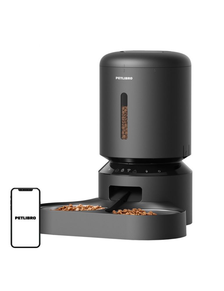Pet Bowls, Feeders & Waterers Petlibro Granary dozator de hrană cu bol dublu, Wifi, 5L (negru)