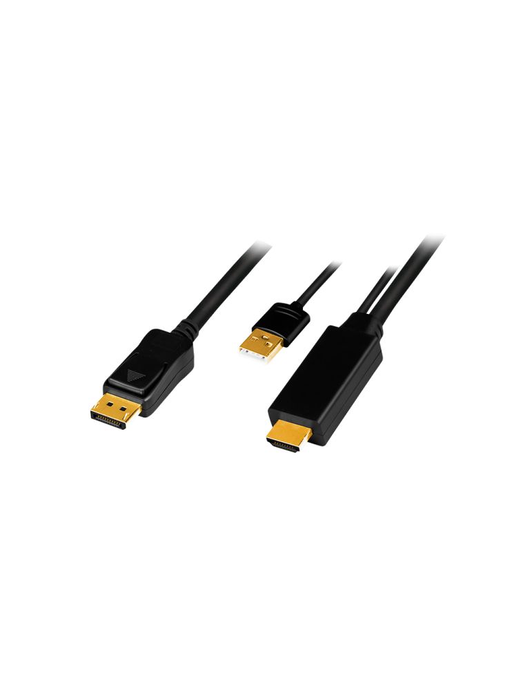 Audio & Video Cables CABLU video LOGILINK, HDMI (T) 1.4 + USB (T) la DisplayPort (T) 1.2, 2m, conectori auriti, rezolutie maxima 4K (3840 x 2160) la