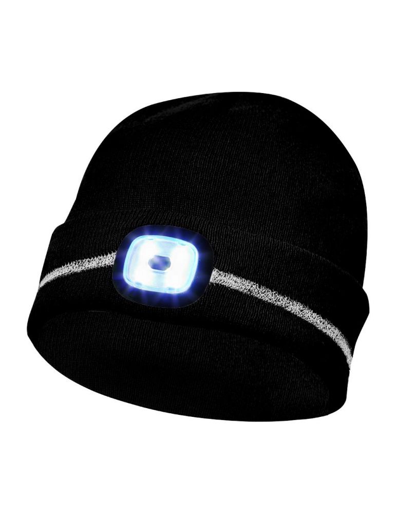 Gebol Gebol 700006, Caciula neagra cu banda reflectorizanta si LED, 4 niveluri de luminozitate, 60 de minute de functionare, LED detas