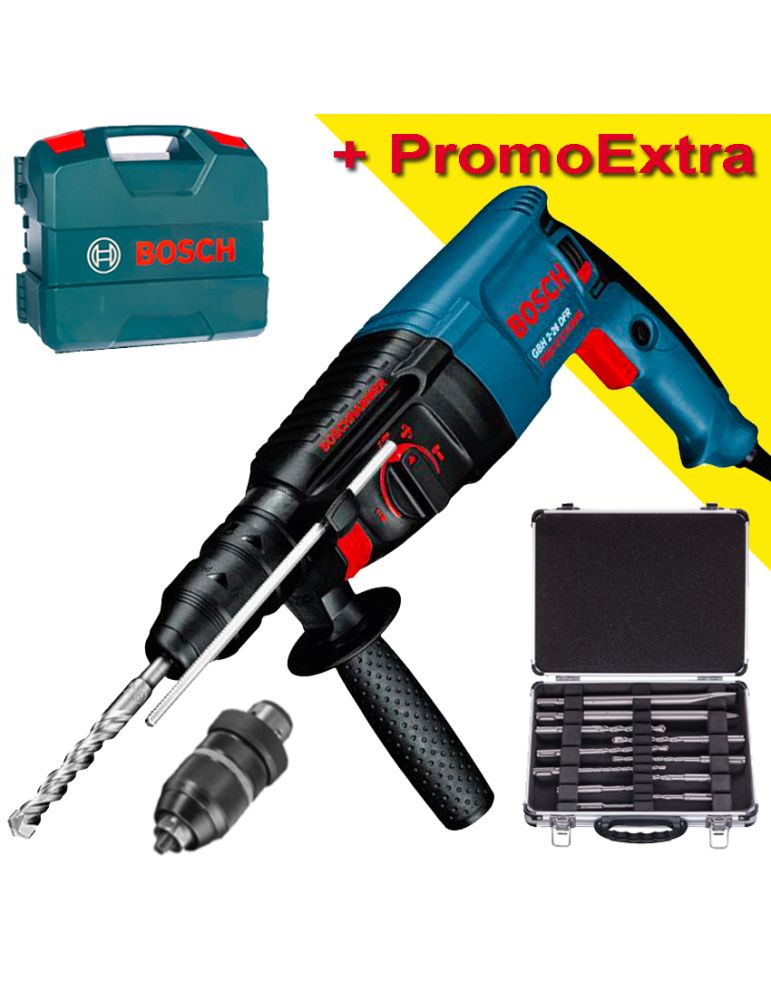 Bosch BOSCH GBH 2-26 DFR Ciocan rotopercutor SDS-plus 800 W, 2.7J + Set mixt 11 accesorii SDS-PLUS
