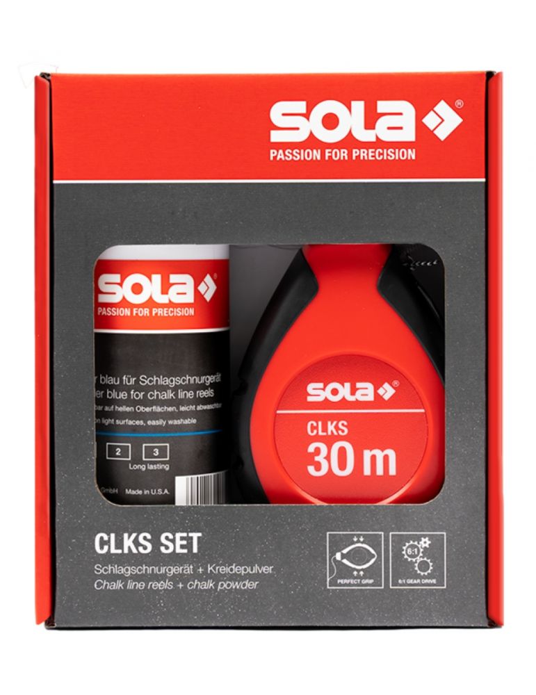Marking Tools Set aparat de trasat cu sfoară si tub creta albastra CLKS, 30m + 230g - Sola-66114143
