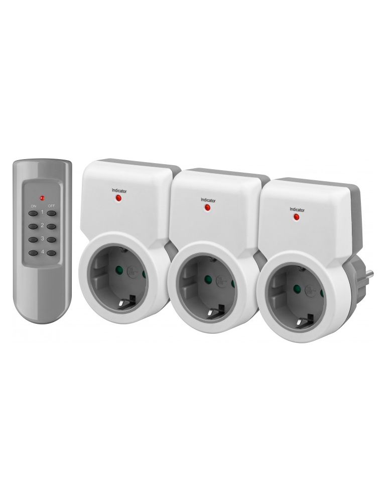 Wall Socket Controls & Sensors Set 3 prize programabile + telecomanda Goobay