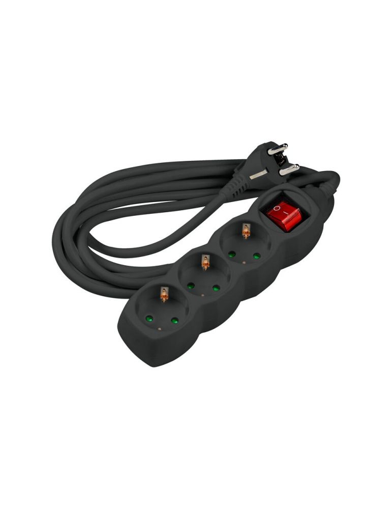 Extension Cords Prelungitor 3 prize 5M, cablu 3x1.5mmp, cu intrerupator, negru, Technik MT3W5MS1,5-BK