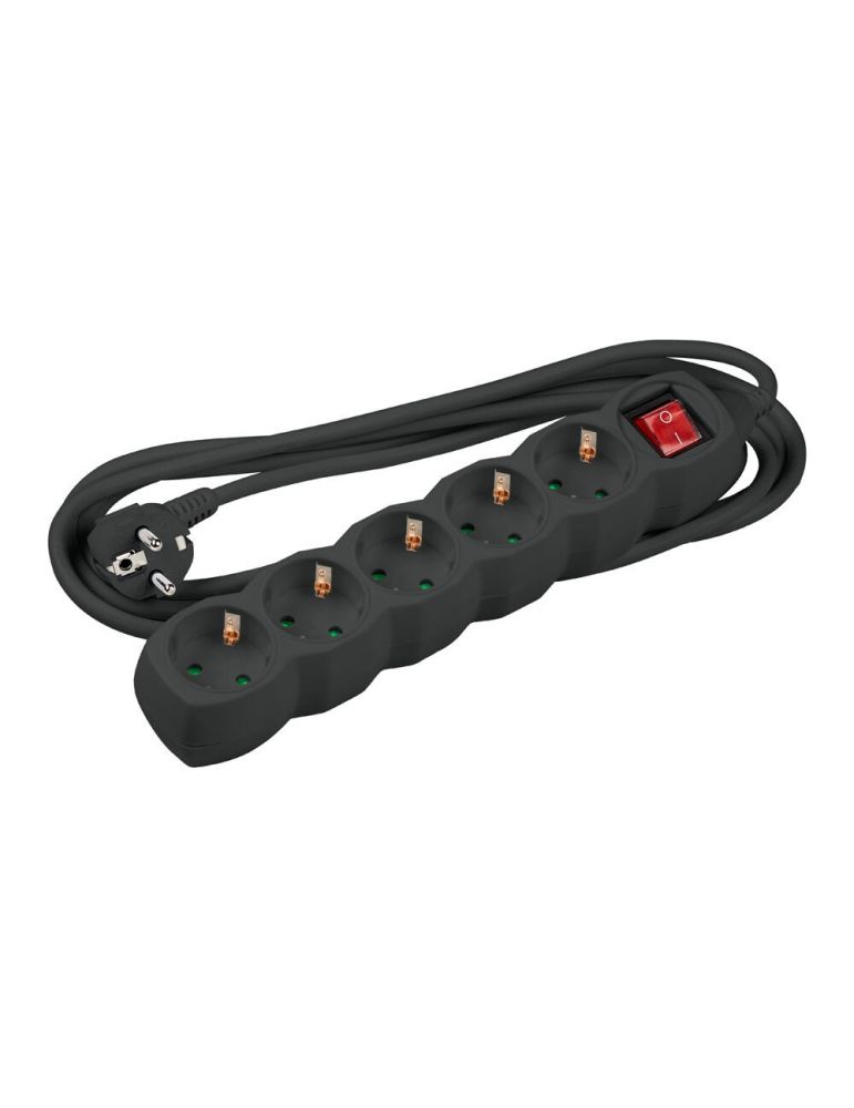 Extension Cords Prelungitor 5 prize 5M, cablu 3x1.5mmp, cu intrerupator, negru, Technik MT5W5MS1,5-BK