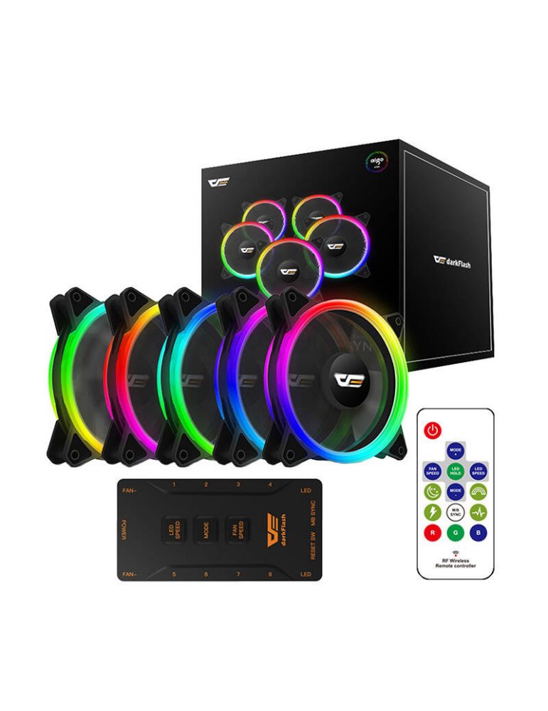 Set ventilator pentru computer Darkflash DR12 Pro 5in1 ARGB 120x120 (negru)