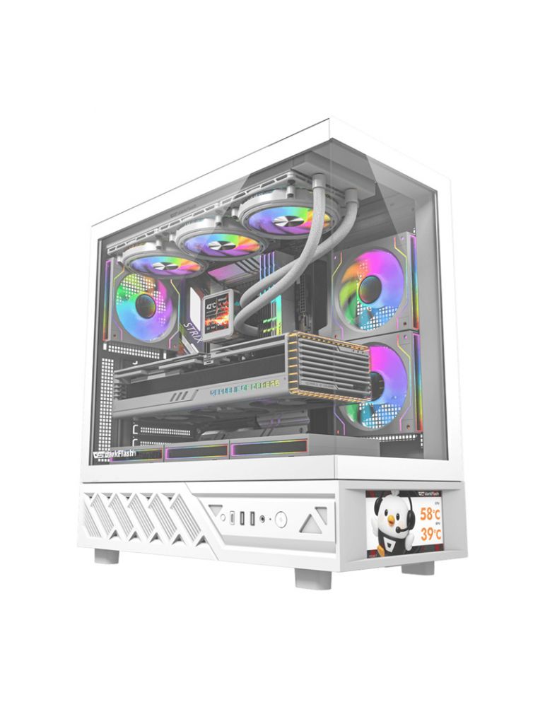 Carcasă pentru computer DarkFlash DS950V cu afișaj (alb) + 6 ventilatoare