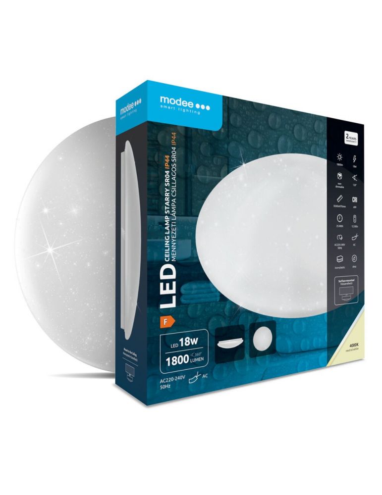 Lighting Fixtures Plafoniera LED rotunda 18W 260mm 4000K 1800lm IP44 , model cu stelute, Modee ML-CL4000K18W-IP-SR04