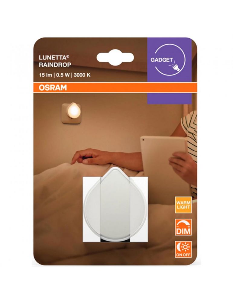Night Lights & Ambient Lighting Lampa de veghe OSRAM LUNETTA Raindrop cu senzor de lumina, 0.5W,15lm, lumina calda(3000K), dimabila