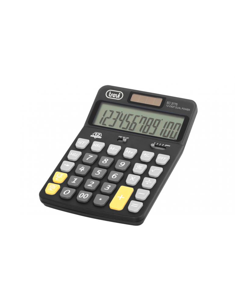 Office Equipment Calculator de birou EC 3775, 12 digit, baterie+solar, negru, Trevi