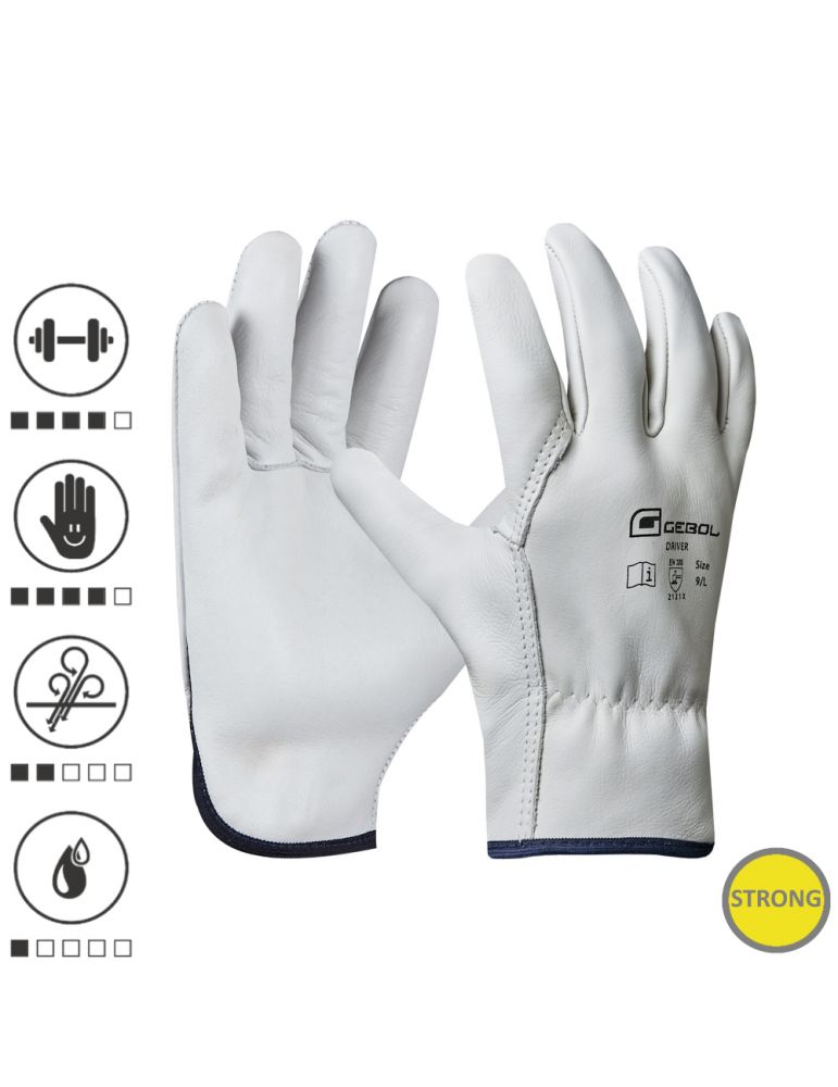 Work Safety Protective Gear Gebol 709215, Manusi de protectie Driver, din piele de vaca, uz profesional, marimea 10/XL