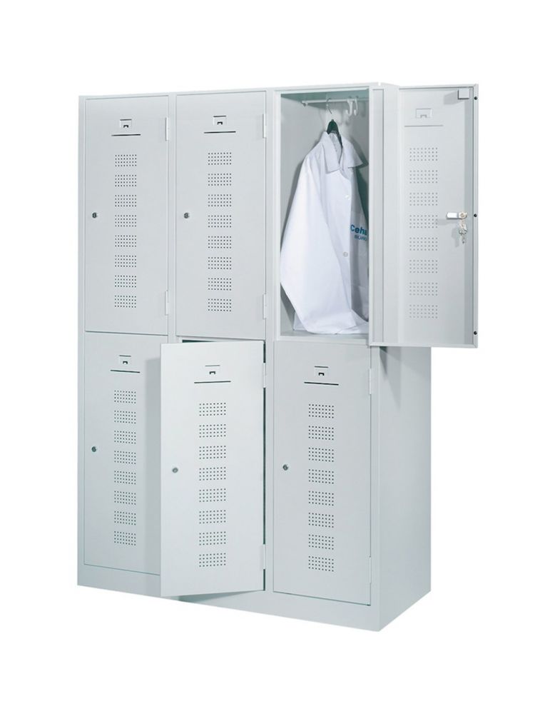 Storage Cabinets & Lockers Vestiar metalic, 6 usi/3 canate, 118.5 x 50 x 194.5 cm, gri