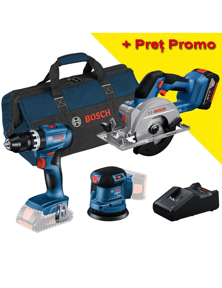 Bosch BOSCH Kit 4 scule 18V SET COMBI GSR+GDX+GBH+GWS+2x5+1xEXBA5.5