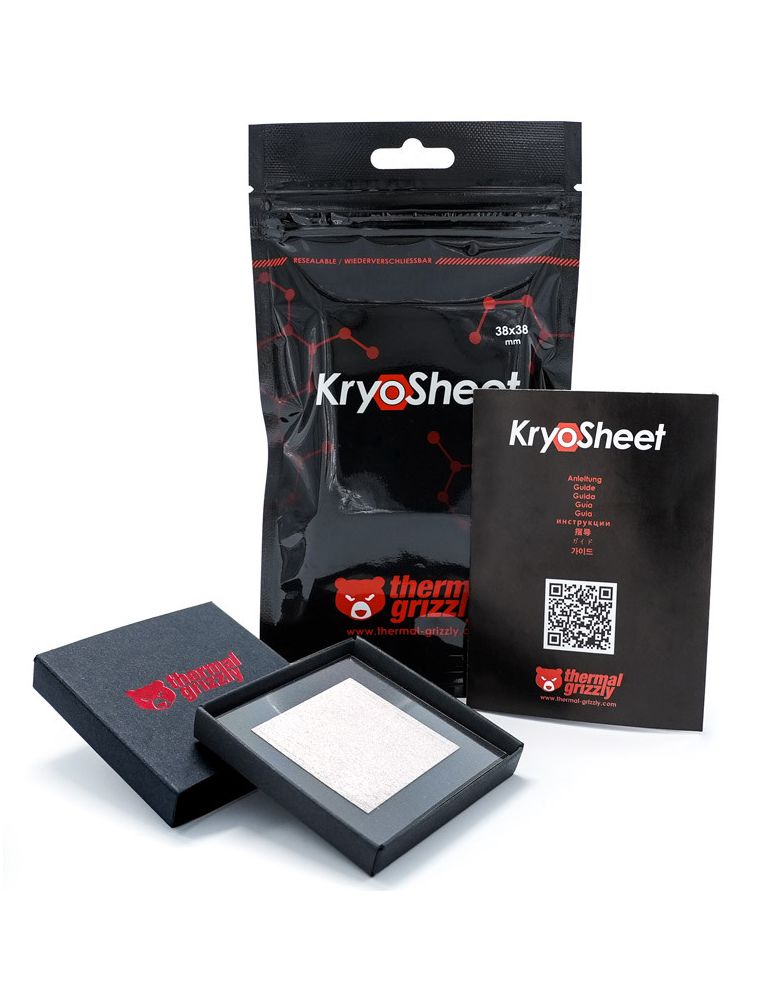Computer System Cooling Parts PAD Termic | KryoSheet | groime 0.2 mm | plaja termica -250 °C +150 °C | dimensiune 38x38 mm | dimensiune recomandata pentru AMD