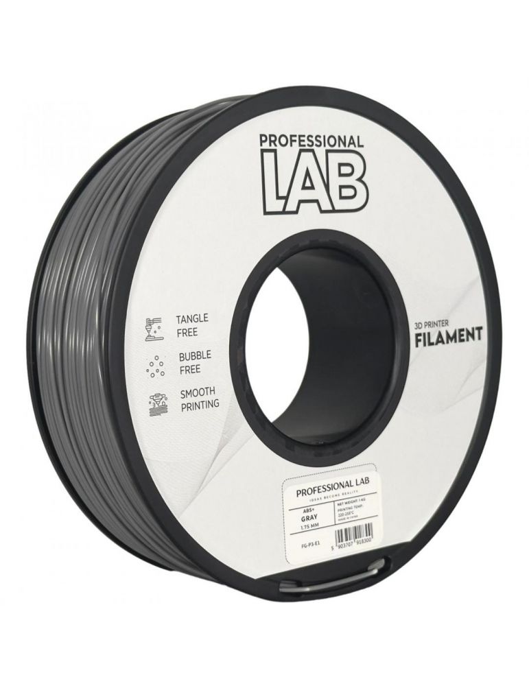 Filament 3D Proffesional Lab, Diamentru 1.75mm, Greutate: 1KG, Culoare: Gri, Material: ABS+, Temperatura: 220-250c.