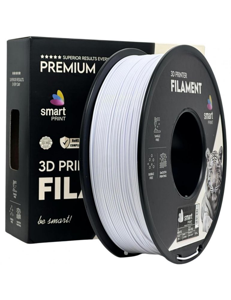 SMART PRINT Filament 3D Smart Print, Diamentru 1.75mm, Greutate: 1KG, Culoare: Alb, Material: PLA, Temperatura: 180-240c.