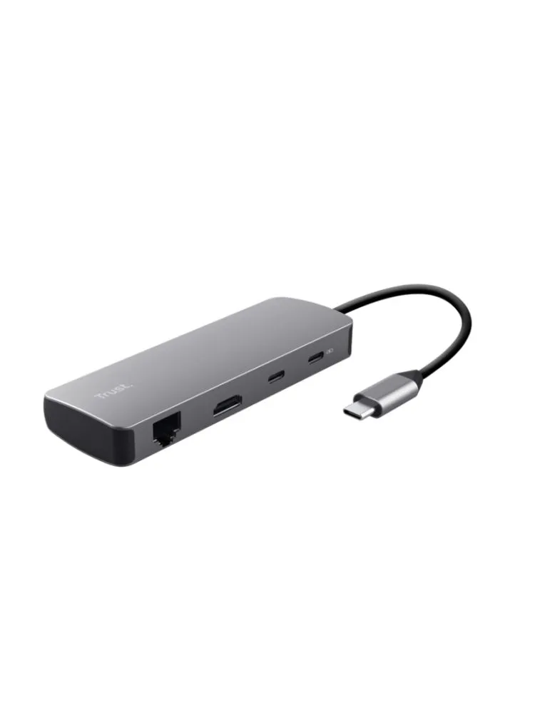 USB & FireWire Hubs Adaptor Trust Dalyx 8 in 1, USB 3.2 gen 1, 2.0, lungime cablu 15cm, port Ethernet, gri