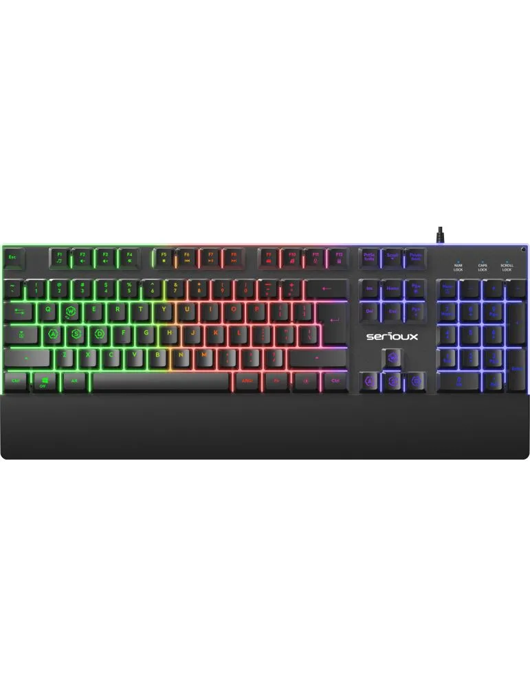 Input Devices Tastatura gaming cu fir iluminata Serioux Nexor, interfata USB, numar de taste: 104, material ABS, anti-ghosting: 19 taste, lung