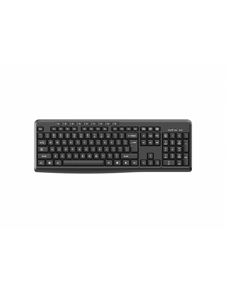 Input Devices Tastatură wireless 2.4G Tastatură: cu rând independent de taste multimedia Mod: 2.4G Număr taste: 104 + 9 taste rapide Material: