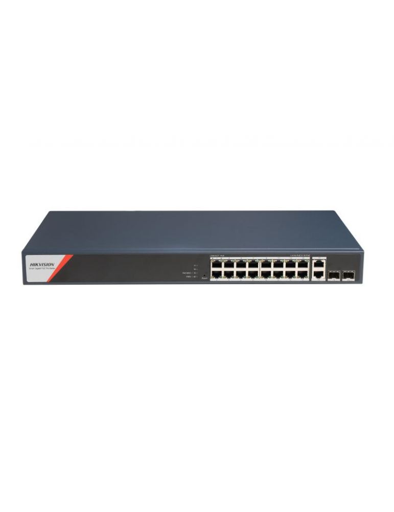 Hubs & Switches Switch PoE Hikvision DS-3E1520HP-SI-16P2T2F: 16 x 10/100/1000 PoE Ports, 2 × 10/100/1000 Mbps RJ45, 8 porturi PoE maxim 90W, bug