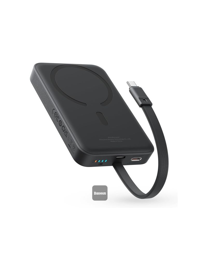 Baseus POWER BANK Baseus Magnetic Mini Wireless, 10000mAh, 30W, 2 x USB Type-C output/input, 15W wireless charging, cablu integrat USB