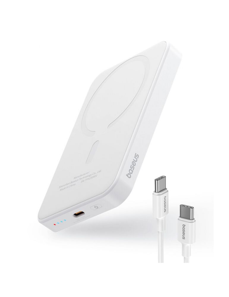 Baseus POWER BANK Baseus Magnetic Mini Wireless, 5000mAh, 20W, 2 x USB Type-C output/input, 15W wireless charging, include cablu USB Ty